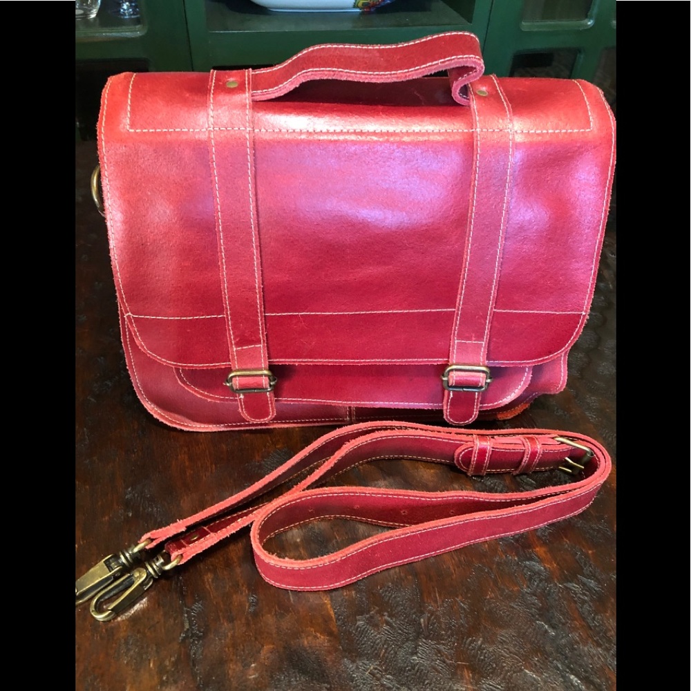 Red Leather Satchel Bag
